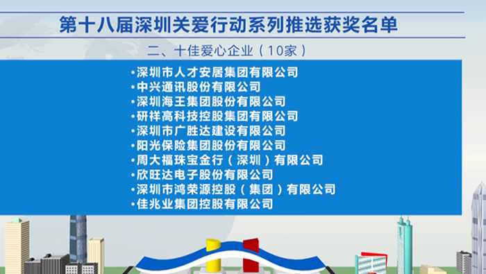 2021年，欧洲杯投注上官网ag点top集团荣获深圳“十佳爱心企业”荣誉称号